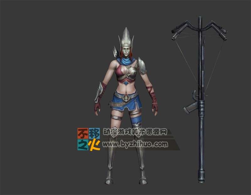 战士 弓箭 女 射手模型