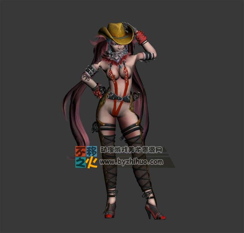 西部美女 女牛仔模型 3dmax模型下载
