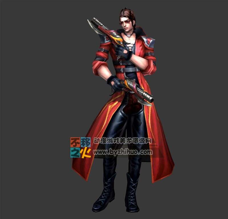 帅哥 美男 风衣 枪手模型