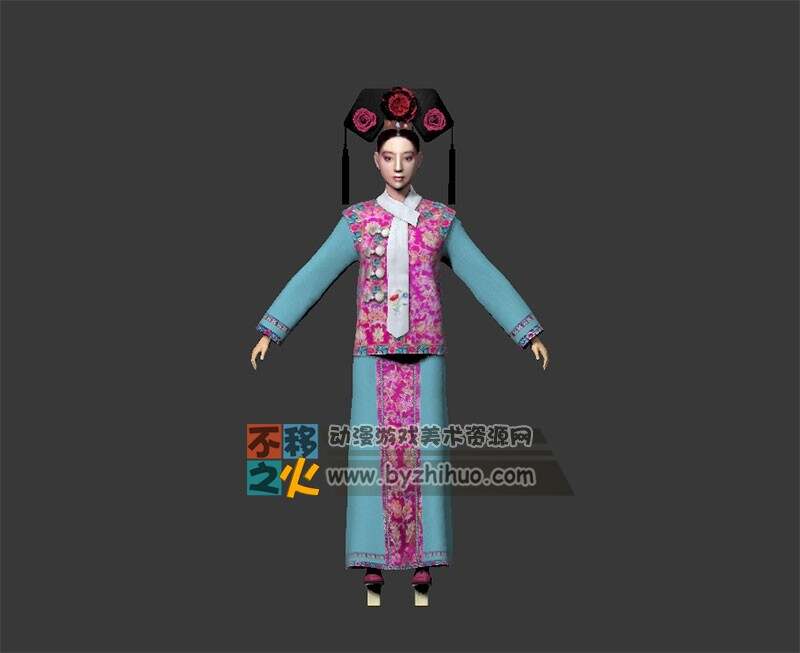 清朝 女 格格 旗装 模型