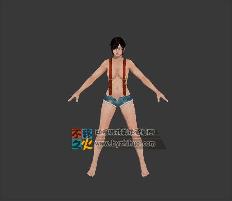 美女 性感 背带裤 模型