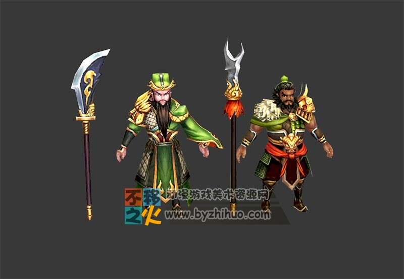 三国 卡通 关羽 张飞 模型