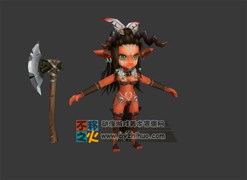 精灵 可爱 部落 女战士 模型