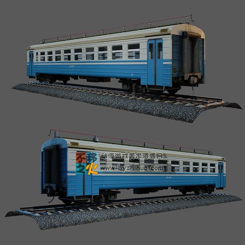 蓝白色列车 Max模型