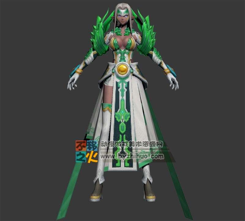 银发 精灵 法师 魔法 模型
