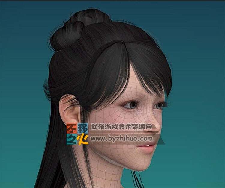 古风 黑发 美女 裸模  标准体型 3D模型