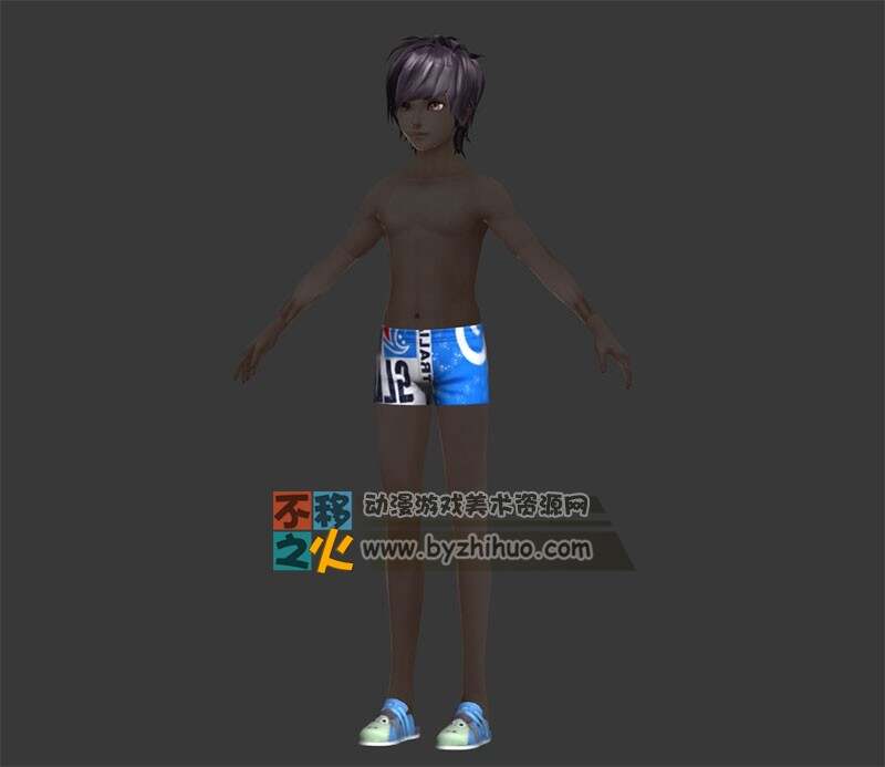 男孩 少年 泳裤 运动鞋 模型