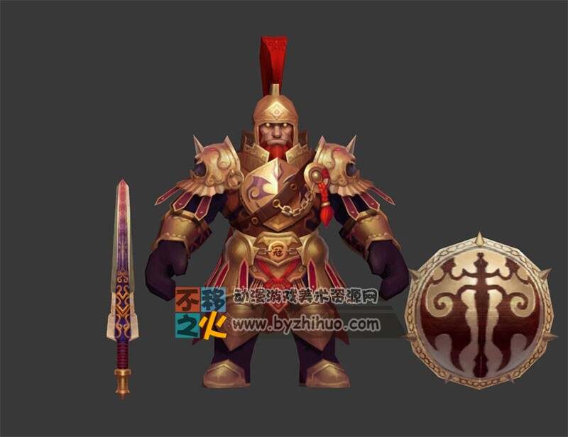 铠甲 壮士 将军 战神 剑盾 模型
