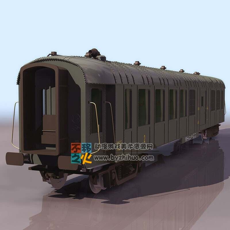 老式火车 绿皮车 3DS模型