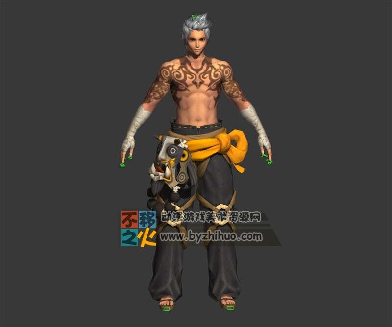 白发 短发 帅哥 格斗 古装 模型