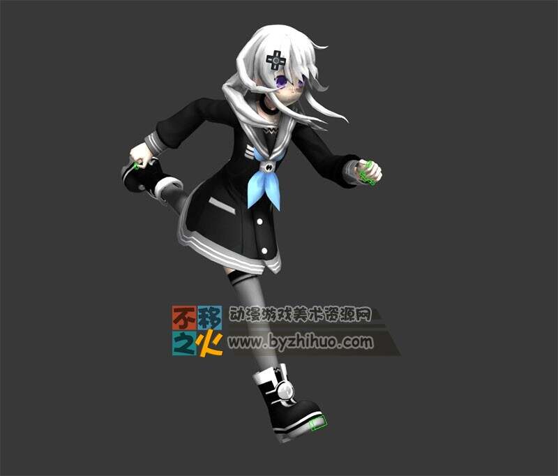 白发 美少女 二次元  制服 模型