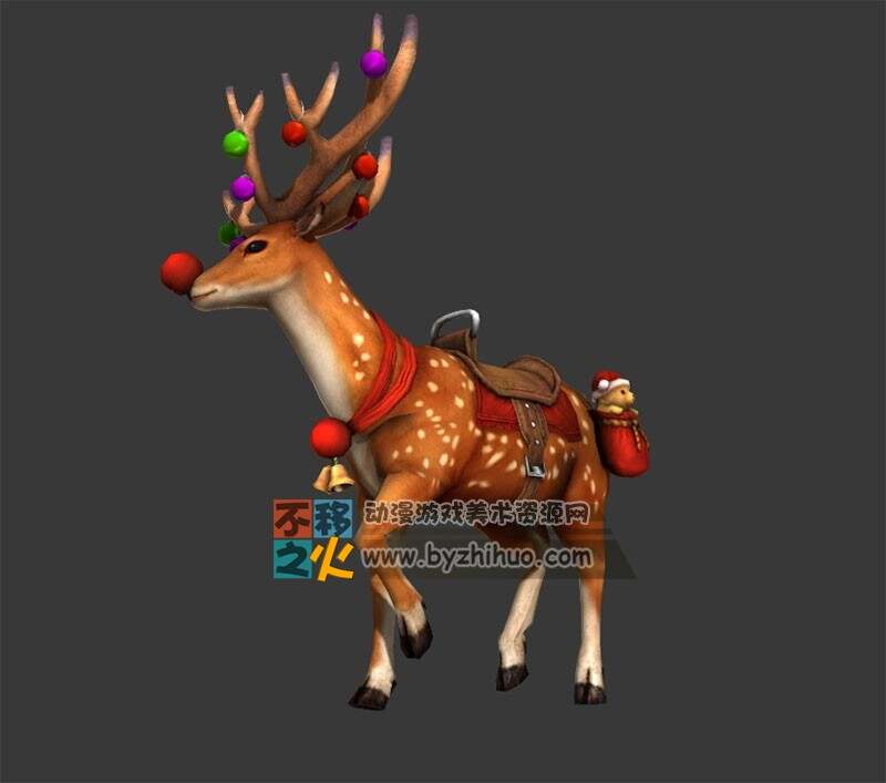 精致圣诞梅花小鹿坐骑 Max模型 含动作