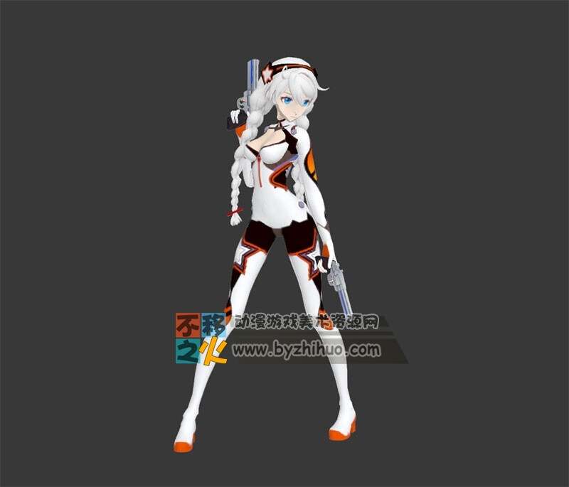 白发 女战士 枪手 紧身衣 美少女 模型