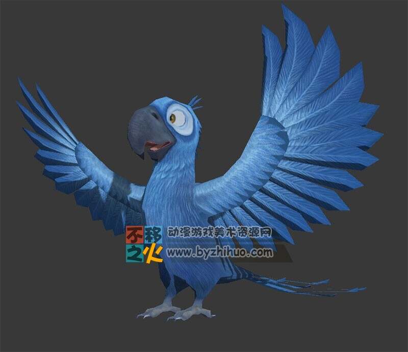 Q版欧美动画  蓝色的鹦鹉 FBX模型