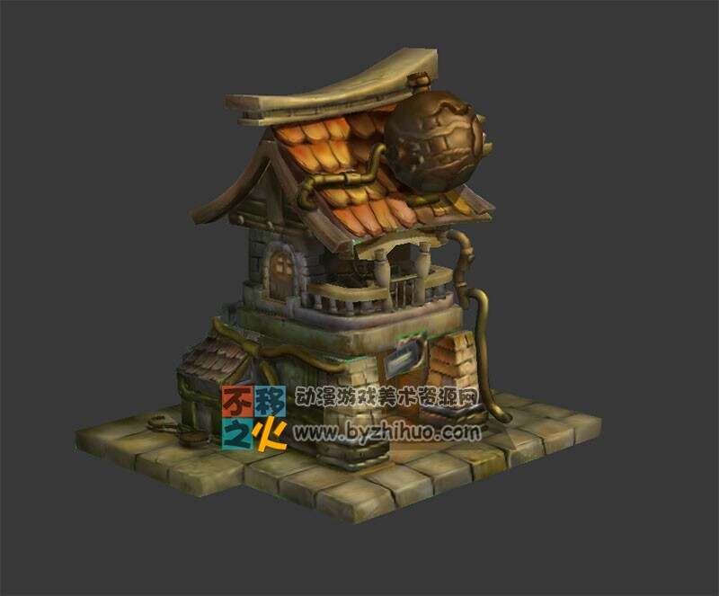 卡通欧洲石屋模型