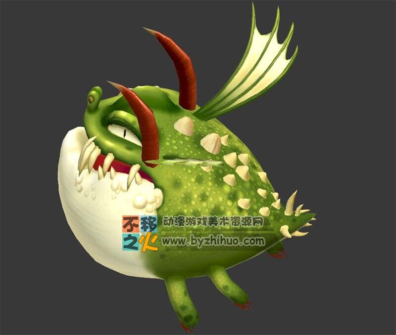 Q版 鳄鱼怪 3D模型 四边面