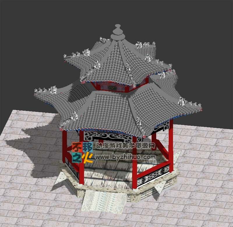 中国风凉亭模型