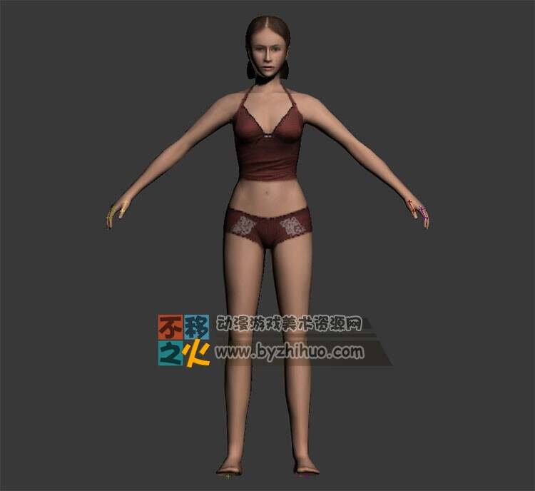 欧美年轻女性 吊带短裤 Max模型