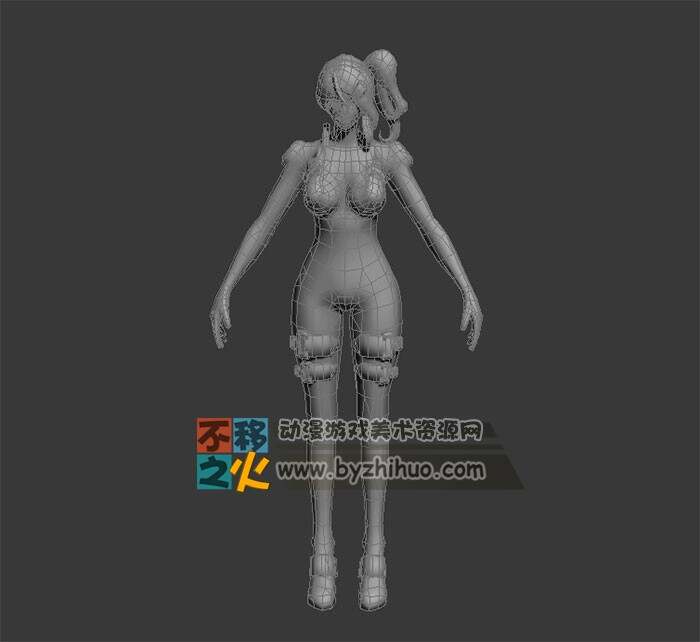 轻熟少女 白模 四边面 Max模型