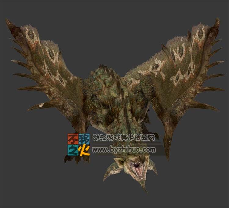 怪物 双翼飞龙 含全套动作 Max模型
