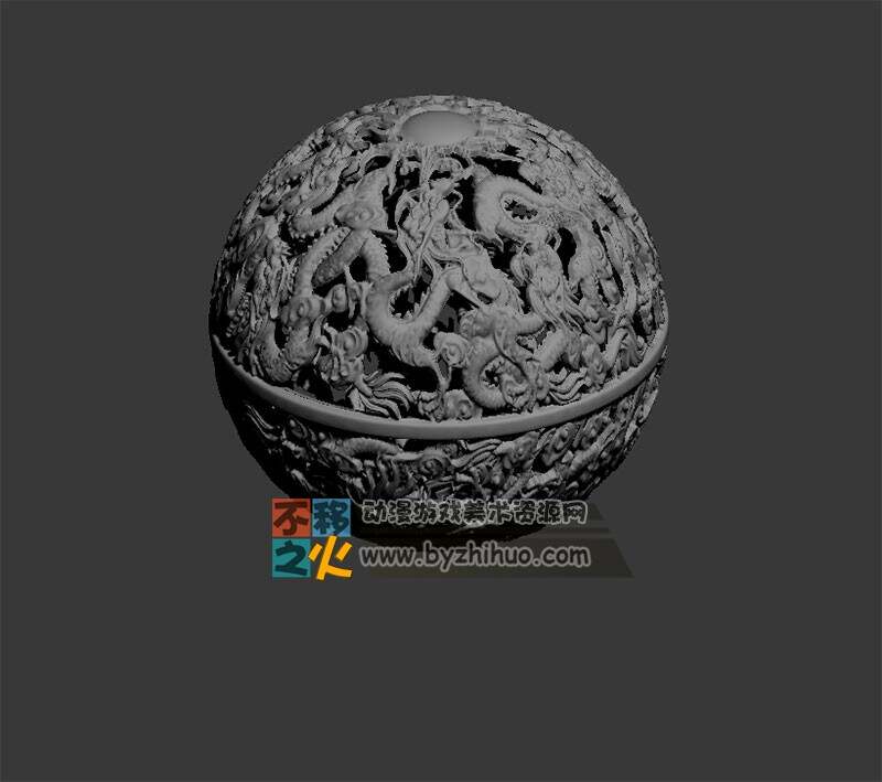 龙纹镂空金属球模型