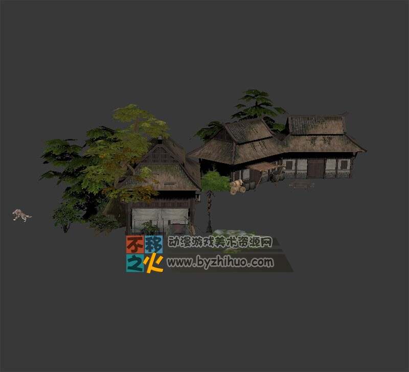 简陋的乡村小院模型