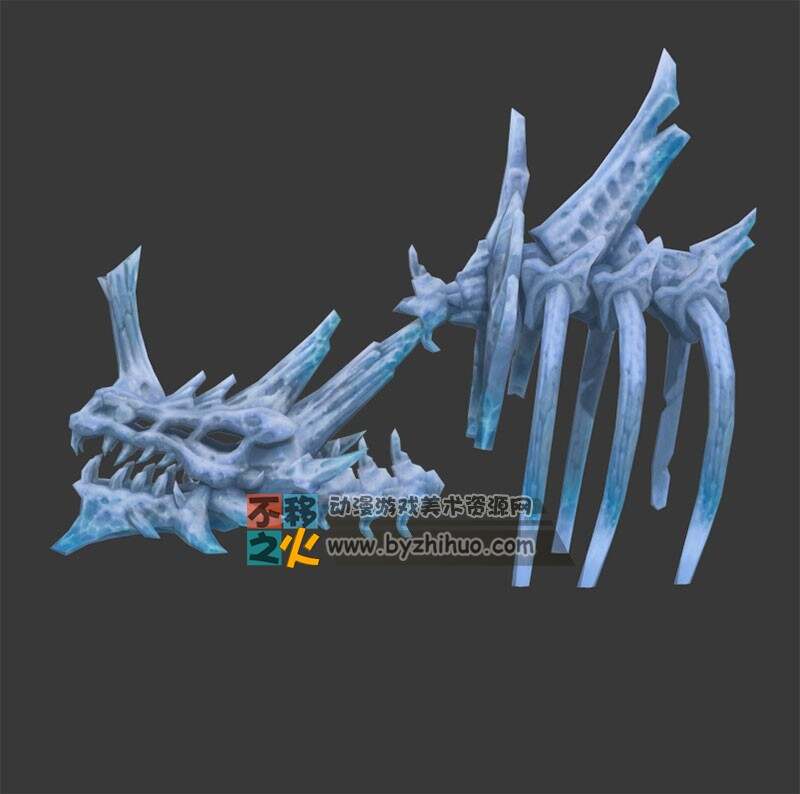 巨兽冰冻的骸骨模型