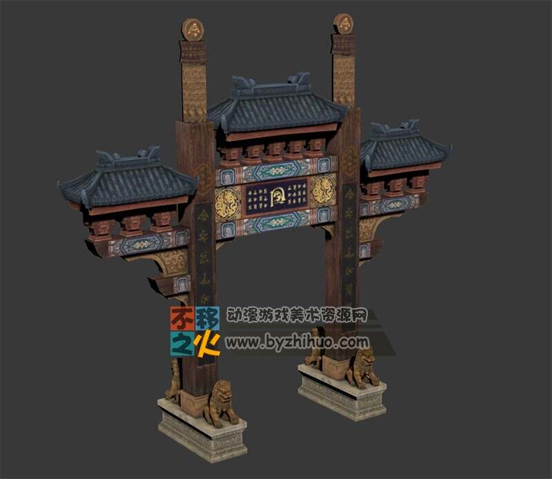 中国风街坊的牌坊模型