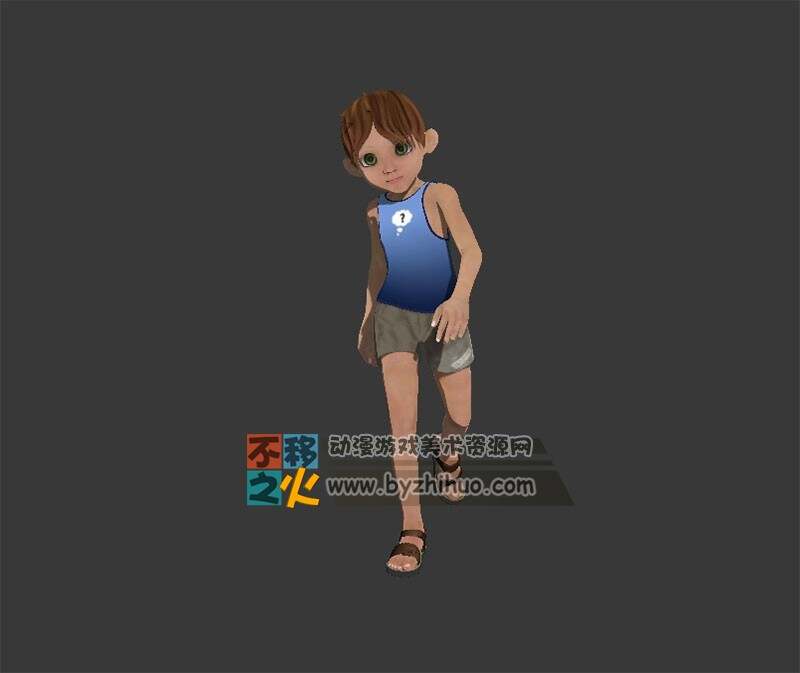 短发背心短裤小男孩模型