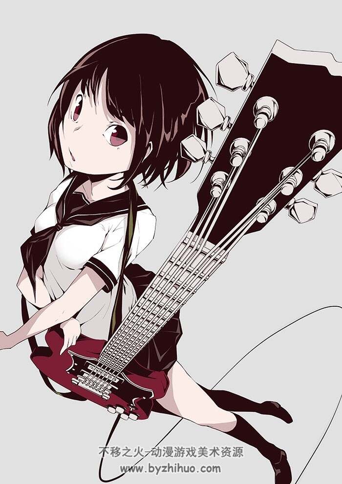 动漫类吉他少女插画素材 50P