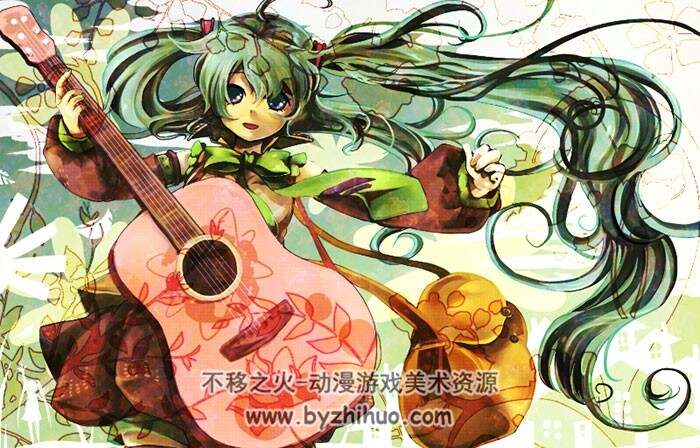动漫类吉他少女插画素材 50P