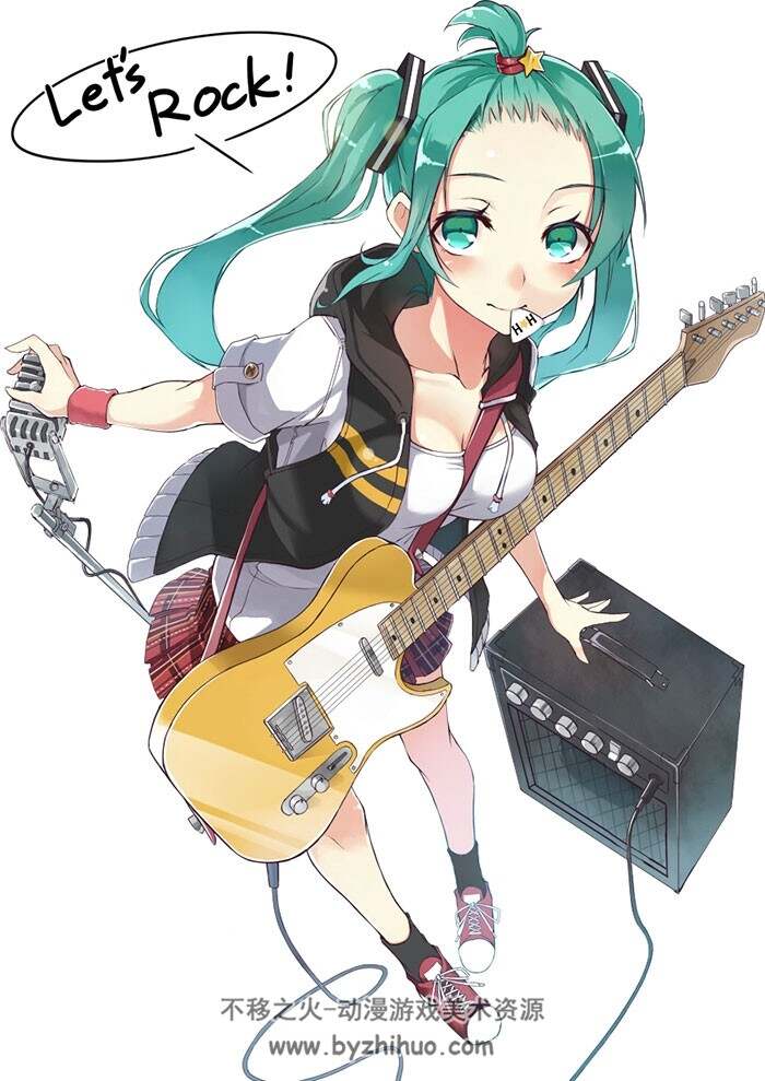 动漫类吉他少女插画素材 50P