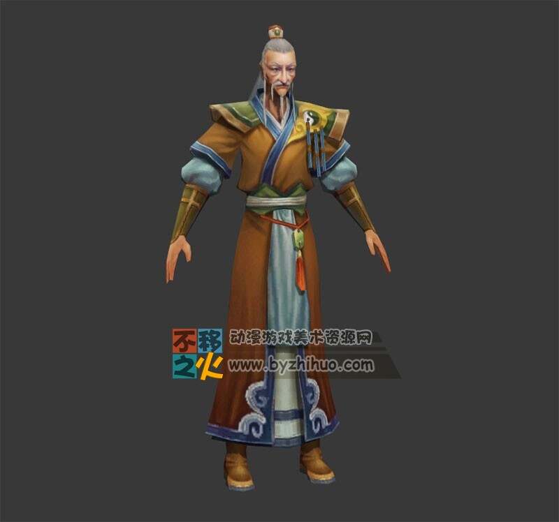 白发老头道士模型