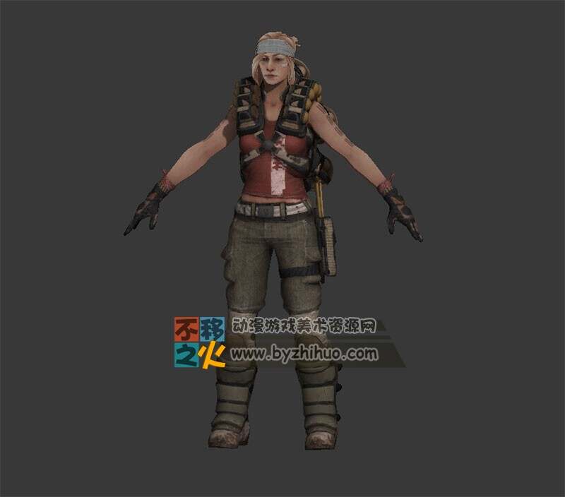 金发女战士士兵模型