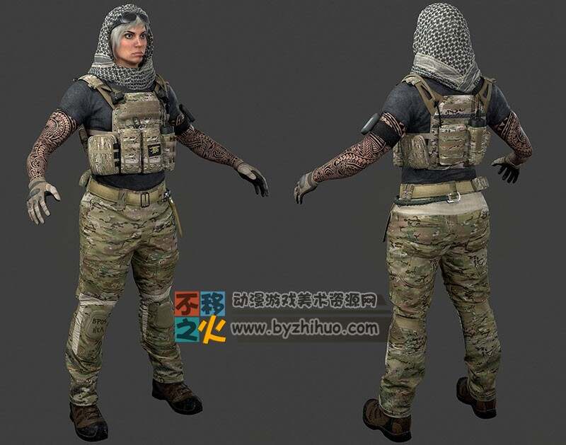 次时代中东女兵女战士模型