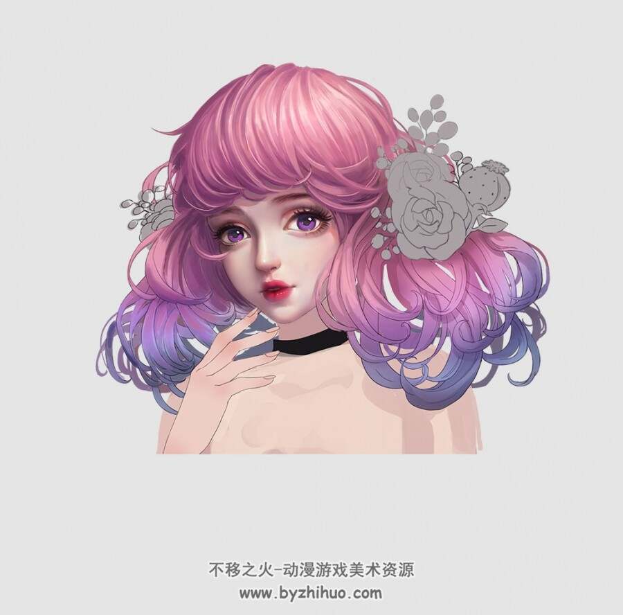 粉发少女彩色头像