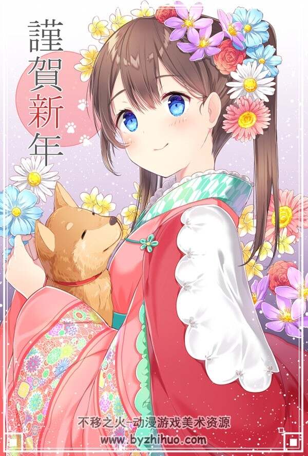 2018 新年少女插画壁纸图包 20P