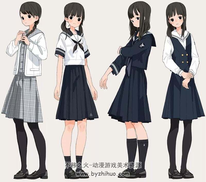 学生制服少女插画小图包