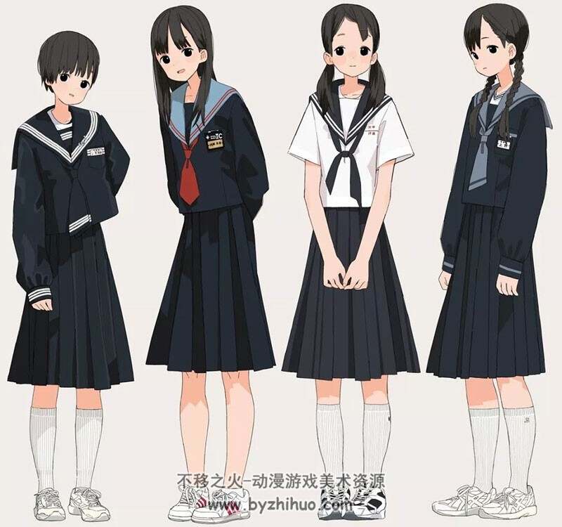 学生制服少女插画小图包