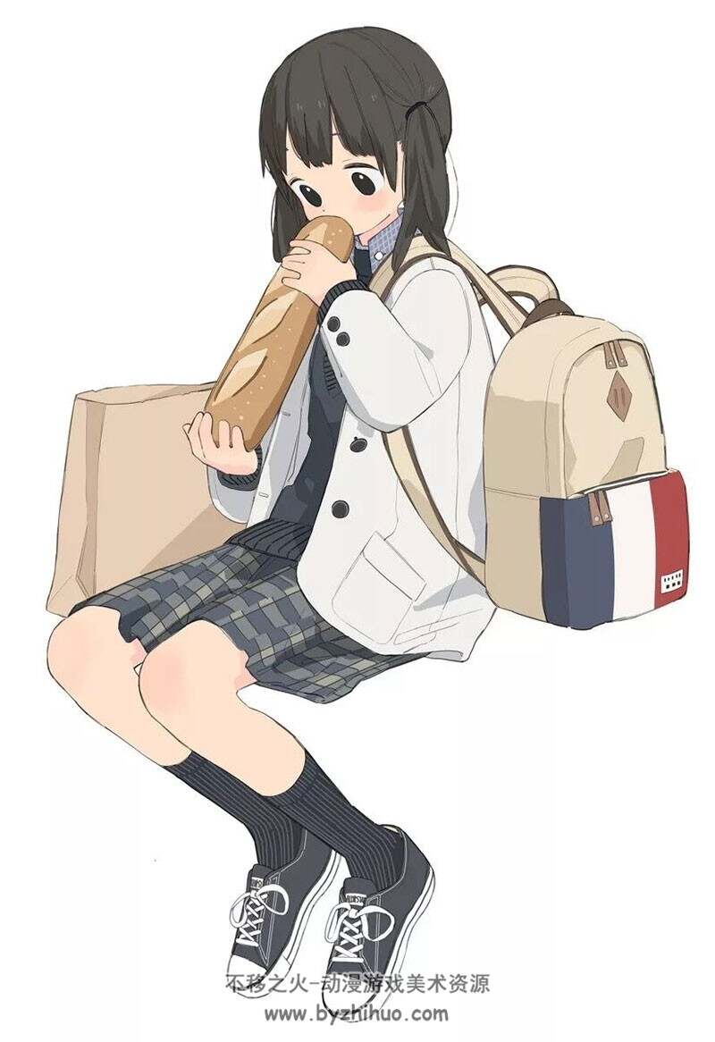 学生制服少女插画小图包