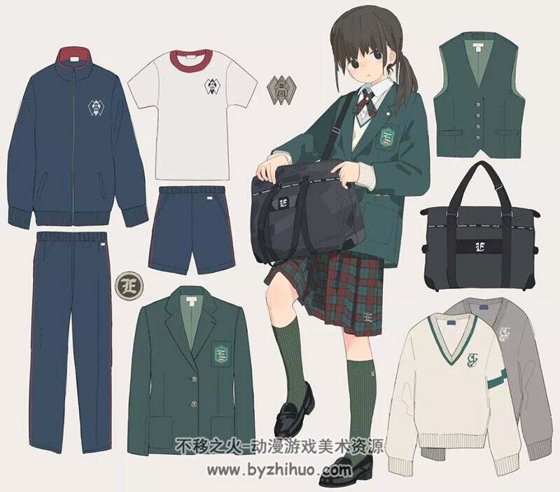 学生制服少女插画小图包
