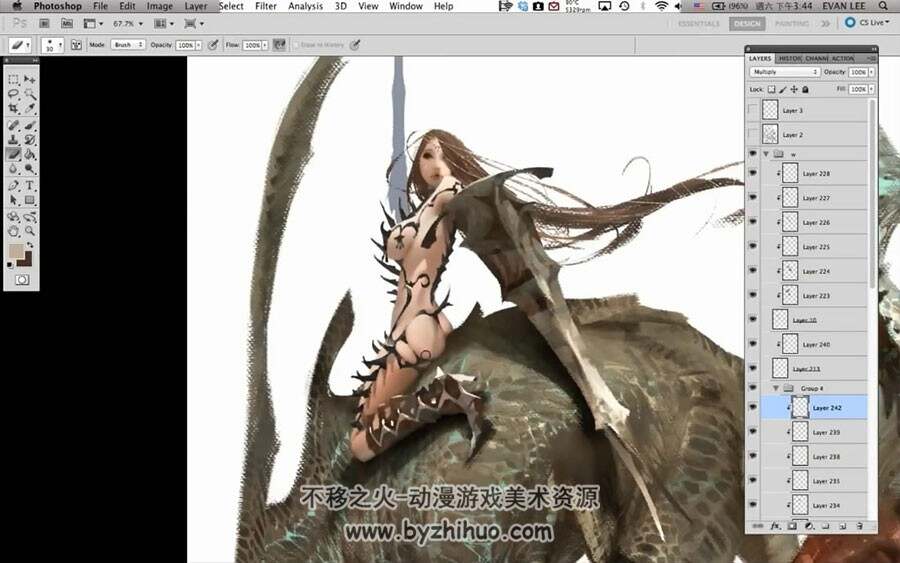 骑龙女战士CG插画绘制过程
