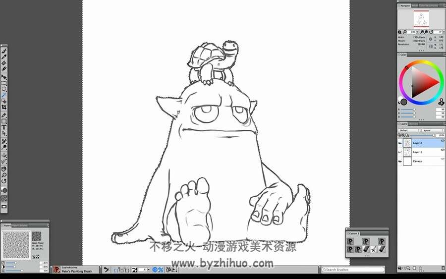 头顶陆龟的小绿魔绘制