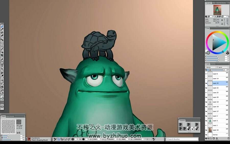 头顶陆龟的小绿魔绘制