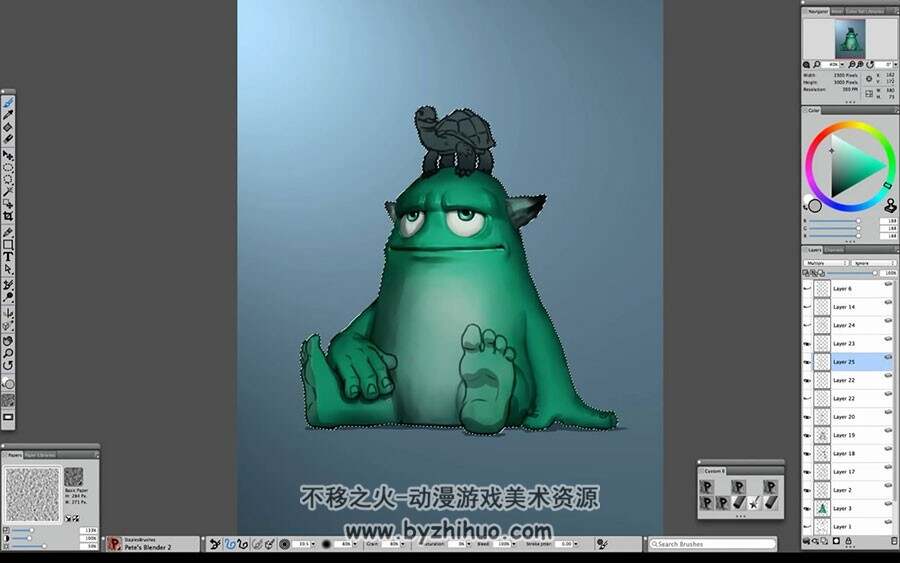 头顶陆龟的小绿魔绘制