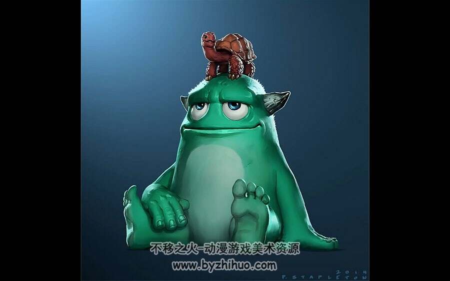 头顶陆龟的小绿魔绘制