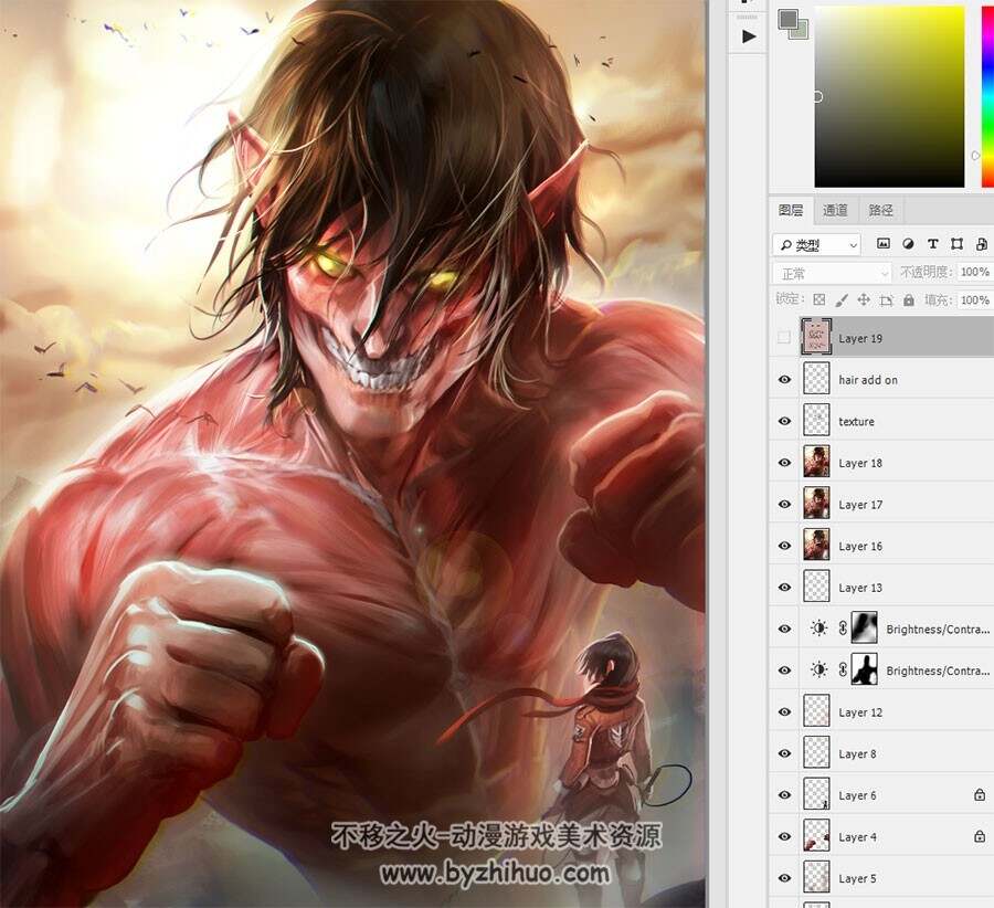 外国CG牛人绘制角色同人插画视频教程 有PSD文件和笔刷 06期