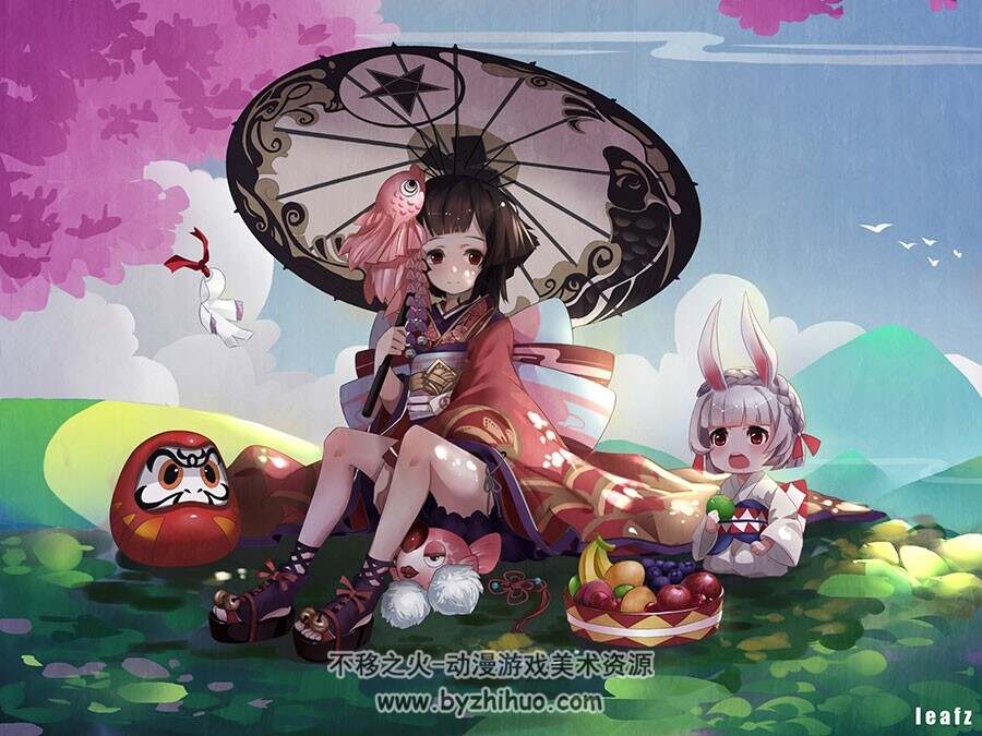 和风唯美人物插画壁纸图包 3191P