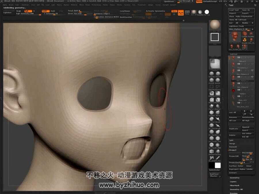 zbrush日系二次元角色雕刻流程视频教程 附笔刷和模型