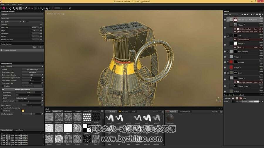 3Ds Max Substance Painter 一个逼真的手榴弹制作视频教程